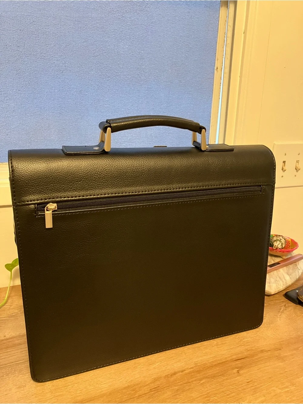 SHEIN Black Leather Briefcase with Silver Lock